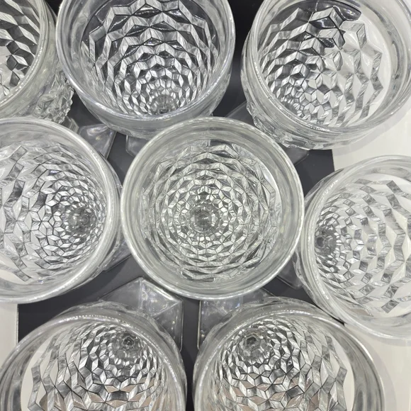 8 Fostoria American Water Tea Glasses Goblets Hexagon Footed Pedestal Crystal - Picture 3 of 9